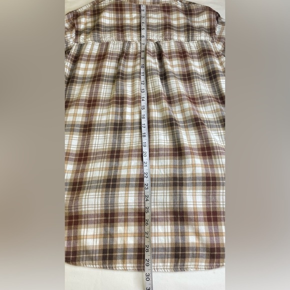 American Eagle Boyfriend Fit Brown Plaid Flannel Shirt Button-up Size Medium - Picture 6 of 7
